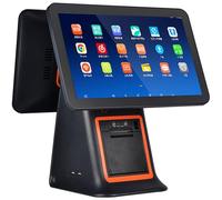 Caja Registradora con Pantalla Táctil, Caja Registradora Inteligente Todo En Uno, Pantalla Táctil Dual de 15,6 Pulgadas, Impresora de Recibos Incorporada de 58 Mm, Plegable Multiángulo,Black