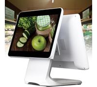 Caja registradora con pantalla táctil con doble pantalla, CPU de alto rendimiento, 4 GB de RAM, 64 GB SSD, ángulo ajustable para soluciones POS de pequeñas empresas