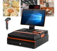 Caja Registradora con Sistema Pos, Monitor de Caja con Pantalla Táctil LCD, Terminal Pos con Escáner de Mano, Pantalla Táctil de 15,6 Pulgadas, Doble Pantalla, CPU I5 de Doble Núcleo, Impreso win7 M3
