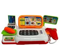 Caja registradora de juguete para niños caja registradora supermercado con escáner balanza luces sonidos con accesorios dinero falso billetes monedas juego supermercado cajero cajero cajero (B)