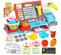 Caja Registradora de Juguete para Niños,Kasse Kinder Rollenspiel Supermarkt Spielzeug Kaufladen Kaufmannsladen Zubehör Registrierkasse ,Supermercado Regalo para Niñas Niños 3+ Años (Azul)