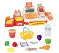 Caja registradora de Juguete para niños, Mini Caja registradora Infantil con Cesta de Compra, Caja registradora de Juguete de 25 Piezas, Accesorios de Tienda, Juego de rol para niños