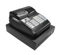 Caja registradora electrónica de 47 Teclas, Cabezal de impresión térmica y 6 LED Digitales, Caja registradora con Sistema POS con cajón de Efectivo para pequeñas Empresas, centros comerciales, Black