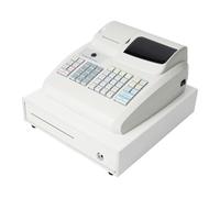 Caja registradora electrónica de 47 Teclas, Cabezal de impresión térmica y 6 LED Digitales, Caja registradora con Sistema POS con cajón de Efectivo para pequeñas Empresas, centros comerciales, White