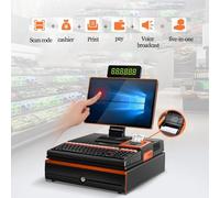 Caja Registradora Electrónica de Pantalla Dual 15,6 Pulgadas con Teclado 101 Teclas y Escáner Portátil Win7/10 SSD 64 GB Cajero Supermercado Catering para Empresas Minoristas Single Screen