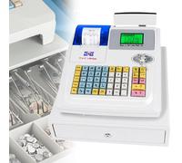 Caja Registradora ElectróNica Venta Al Por Menor Pos CajóN SóLido White | Con 11 Compartimentos, Pantallas Led Y 48 Teclas, 3 Rollos ImpresióN, Para Restaurantes Supermercados Mayoristas