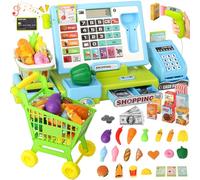 Caja Registradora Juguete Niños Juego de Imitación Supermercado con Sonidos, la Compra, Regalo Educativo para Niños y Niñas de 3, 4, 5, 6 Años (Blau)