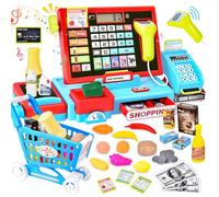 Caja Registradora Juguetes para Niños, Máquina Registradora con Electrónica Escáner Calculadora, Medidas 31*15*12cm, Caja Supermercado Juguete, Educativos Regalo para NiñAs Niños 3 4 5 Años