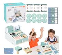 Caja registradora para niños, Wood Cash Register | Registro de calculadora de Juguetes para niños de Madera | Biños Chicas Juego de Equipos Equipo de Compra de supermercado para la imaginación