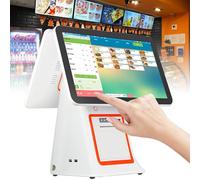 Caja Registradora para Pequeñas Empresas, Caja Registradora con Pantalla Táctil de 15.6 Pulgadas, Caja Registradora Inteligente Todo En Uno para Supermercados, Restaurantes,White