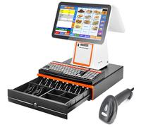 Caja Registradora para Pequeñas Empresas, System POS de Caja Registradora con Pantalla Táctil Inteligente Todo En Uno, para Restaurantes Comerciales Y Minoristas,White