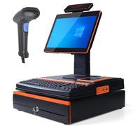 Caja registradora táctil 15,6″ todo en uno con escáner, impresora térmica 58mm, cajón portamonedas, i5, 8GB RAM, 128GB SSD, Windows 10 - para tiendas, restaurantes, pequeñas empresas Orange