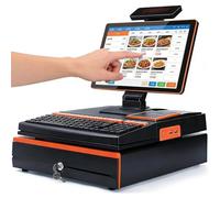 Caja registradora todo en uno, caja registradora inteligente, pantalla táctil LCD, caja registradora comercial con teclado, para pequeñas empresas, cafés y supermercados.
