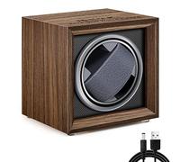 Caja Relojes Automaticos Giratoria Bobinadora, Watch Winder box con Motor Silencioso para 1 Reloj - Cargador Estuche Enrollador Reloj Automatica para Hombre & Mujer de Madera Alimentado por USB, Negro