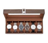 Caja Relojes con 6 Compartimentos, Ohuhu Caja para Relojes con Tapa de Cristal y Cojín Extraíble,Regalo para Cumpleaños Día del Padre Navidad