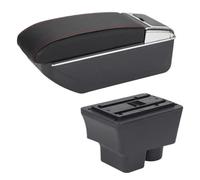 Caja reposabrazos coche Reposabrazos Para Skoda Para Fabia 2 2007 2008 2009 2010 2011 2012 2013 2014(D1 Negro rojo Sin USB)