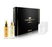 Caja Revival (BOX10) 1 máscara facial con oro coloidal y ácido hialurónico + 1 aceite facial con oro de 24 quilates y 7 aceites esenciales - Incluye juego de muestras - Aniversario, regalo de Navidad,