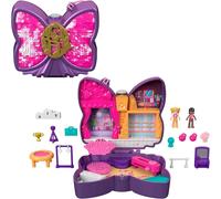 Polly Pocket Escenario Brillante Cofre con Forma de Lazo con muñecas y Accesorios, Juguete +4 años (Mattel HCG17)