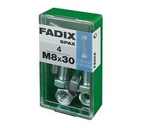 CAJA S 4 uds. TORNILLO METRICA CAB HEX +TUERCA CINC M 8x30mm FADIX