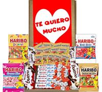 Caja San Valentín Kinder y Haribo - Especial Día de Los Enamorados - Incluye Kinder Bueno, SchokoBons, Gominolas Haribo y Bolsitas Ositos Minis, Barritas Chocolate. Lleva una Bonita ilustración