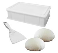 Caja Service con tapa + espátula - 40 x 30 x 10 cm - Contenedor para masas - Soporte para masa con tapa de plástico - con espátula de taco - Blanco - 1 caja, 1 tapa, 1 espátula