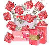 Caja sorpresa, caja de regalo Surprise, regalo de dinero, caja de regalo, caja de regalo de cumpleaños, Pop Up para tu familia, niños, amigos (10 rebotes) (Rojo)
