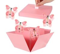 Caja sorpresa con diseño de mariposas voladoras, 15 x 14,8 x 12,5, caja de regalo para cumpleaños, misterio, caja de regalo de explosión, caja de regalo de boda, para San Valentín, Navidad (rosa)