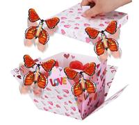Caja sorpresa con diseño de mariposas voladoras, 15 x 14,8 x 12,5, caja de regalo para cumpleaños, misterio, caja de regalo de explosión, caja de regalo de boda, para San Valentín, Navidad, color