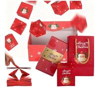 Caja sorpresa de Navidad 2025, caja de regalo plegable con sobres rojos con confeti para Navidad, cumpleaños, aniversario y propuestas de matrimonio (rojo-18)