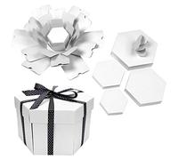 Caja sorpresa hexagonal para álbumes de fotos, álbumes de recortes, caja de regalo, caja de bomba, regalo para cumpleaños, día de San Valentín, boda (blanco)