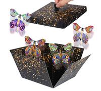 Caja sorpresa mariposas voladoras 15 x 14,8 x 12,5 cm caja explosión embalaje regalo cumpleaños caja regalo misterio caja explosión regalo boda caja sorpresa para San Valentín Navidad (negro)