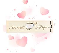 Caja Sorpresa para Anunciar el Embarazo - Regalo para Papá y Familia, Caja de Madera (Du Wirst Papa 1 + 1 = 3)