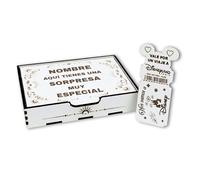 Caja Sorpresa Viaje Disney | Llave Disney Personalizada en Madera | Tarjeta Regalo en Forma de Billete | Anuncio de Viaje a Disneyland | Regalo Personalizado Comunión (Blanco, Sin Personalizar)