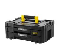 STANLEY FATMAX Cajonera Doble PRO-STAK IV, , Cuerpo de Polipropileno, 2 Cajones Modulares, Apilable, Divisores Extraíbles, Asa Bimaterial, Volumen 8L, FMST1-71969