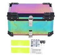 Caja Superior de Motocicleta 65L Colorido Acero Inoxidable Acabado de Aluminio Tapa de Otoño a Prueba de Otoño 65L Capacidad Dual Lock Pegatinas Reflectantes para Equipaje de Casco