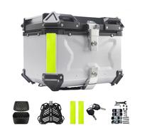 Nuevo Caja para casco de motocicleta de 65L y 55L, cajas de herramientas de almacenamiento de equipaje trasero superior de aluminio CNC, maletero de bloqueo para YAMAHA, Honda y BMW 55L Silver