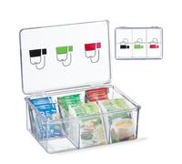 Caja té 6 compartimentos Dispensador bolsas té plástico Organizador infusiones