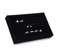 Caja Terciopelo Para Joyas Anillos Pendientes Organizador De Joyería Bandejas Para Joyas Gaveta Organizador Display Box Regalos De Cumpleaños 22,5 * 14,5 * 3 Cm(Negro)
