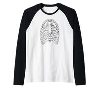 Caja torácica de Esqueleto de anatomía Humana de Halloween Camiseta Manga Raglan