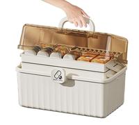 Caja transparente de medicamentos para la familia, organizador de medicina familiar, recipiente transparente de capas para medicamentos caseros, maletín de viaje portátil con recipiente para