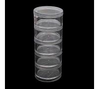 Caja transparente redonda plástica del tarro del almacenamiento del artículo pequeño de los envases del grano de 5 capas C