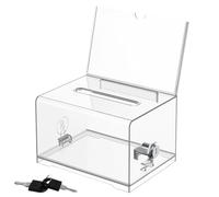 Caja Transparente Tarjetas Visita - Contenedor Almacenamiento para Oficina | Cajas Portátil con Cerradura, Diseño Minimalista Material Resistente, Ideal paras Tarjetas, Sugerencias, Donaciones