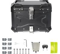 Caja trasera Universal para maletero de motocicleta de 65L,55L, caja superior de aluminio, caja de equipaje trasera, caja superior impermeable para casco, caja de herramientas 65L Silver