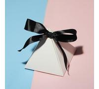 Caja Triangular blanca for dulces, cajas de regalos y recuerdos de boda, caja de chocolates for invitados, suministros for fiestas(Color:Black,Size:50PCS_7.5X7.5X7.5CM)