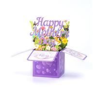 Caja tridimensional Día de la Madre Bendición Creativa Tres Tarjetas de Felicitación Hermosos Clips de Papel (Purple One Size)