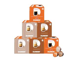 Caja Variety Dunkin' Donuts - 60 cápsulas de café, 3 variedades: Cappuccino, Caramel Latte & Original Blend, compatible con las máquinas Dolce Gusto, cremoso y aromático, idea de regalo