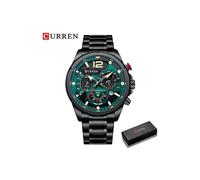 (Caja verde negra) Relojes de cuarzo de moda Curren para hombre, reloj de pulsera deportivo informal