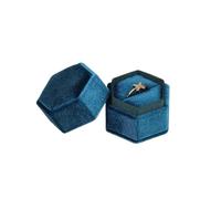 Caja Vintage Octogonal Cuadrada For Anillos Individuales Y Dobles Con Tapa Desmontable, Ideal For Guardar Pendientes, Propuestas para Propuesta, Boda(Blue-S,Single ring box)