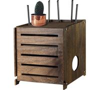 Caja WiFi de madera retro de carbón para enrutador y módem, caja de almacenamiento de módem, caja WiFi de madera de doble capa, ocultador, sin bloqueo de señal, gabinete de madera