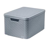 Caja y cesta decorativa Curver de plástico con tapa y asa en 4 colores S M L